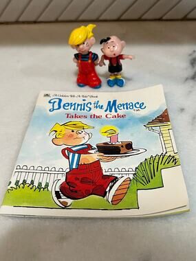 Vintage Dennis the Menace Joey PVC Figures 1987 HKE + Takes the Cake Book Lot